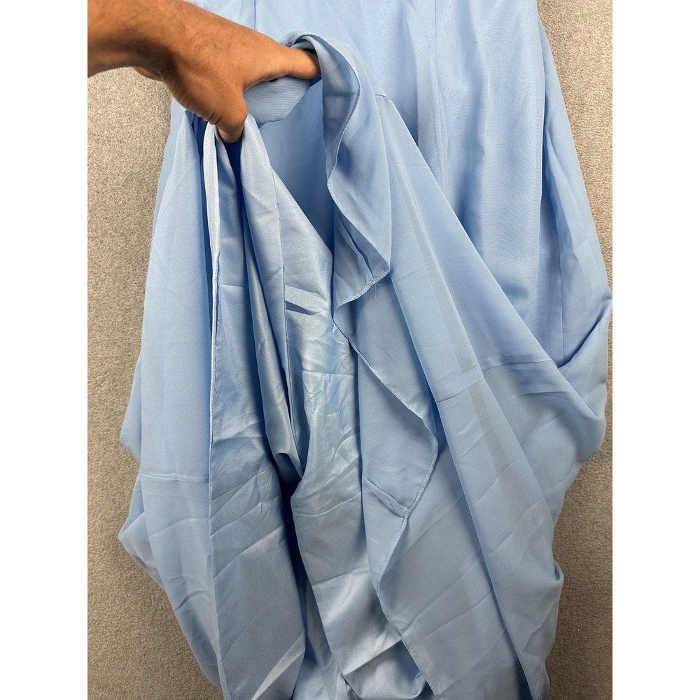 Blue Formal Dress Womens 8 Sequin Lace A Line Chiffon Maxi Wedding Gown NWT - Picture 8 of 11